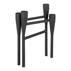 Portacandele in acciaio nero a quattro bracci 5x28x21 cm