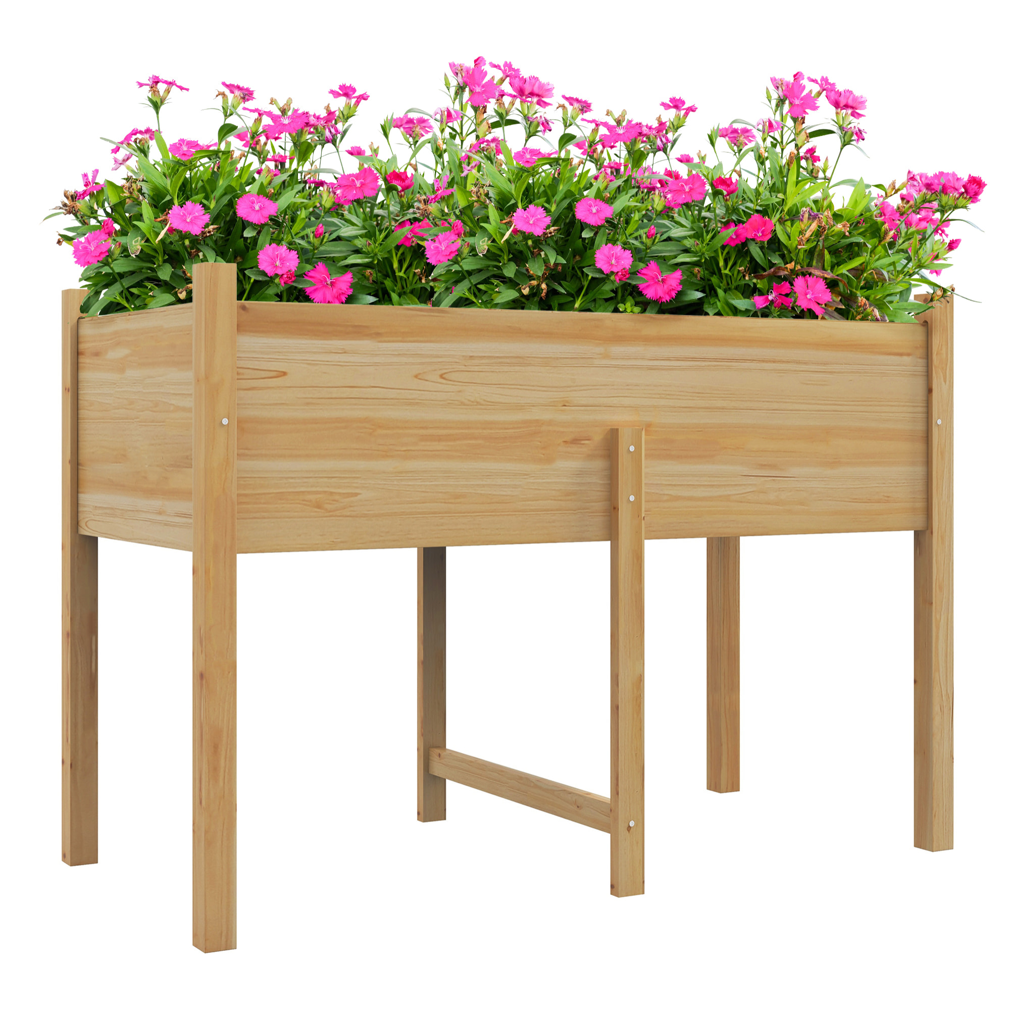 Mesa de Cultivo de Madera Huerto Urbano Elevado 115x55x80 cm Jardinera de Cultivo con Tela no Tejida para Cultivo Plantas Flores Verduras Natural