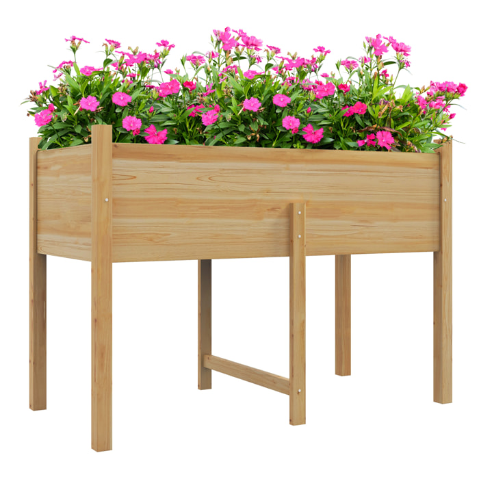 Mesa de Cultivo de Madera Huerto Urbano Elevado 115x55x80 cm Jardinera de Cultivo con Tela no Tejida para Cultivo Plantas Flores Verduras Natural
