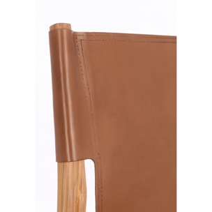 Set di sedie CAROLINE in legno di teak e vera pelle cognac