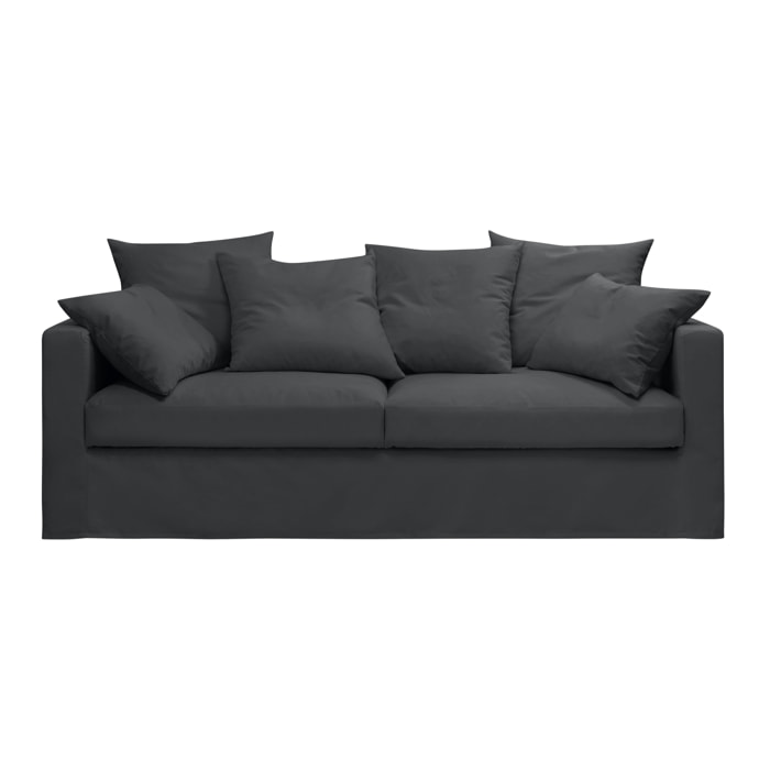 Canapé lin 4 pl SOFIA 197 cm fixe tissu Anthracite 100% déhoussable – Fab France