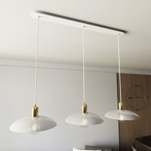 Lampada a sospensione SPIRIT a tre luci in acciaio bianco