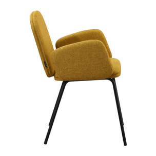 Set 2 sedie moderne in tessuto ocra e gambe nere in metallo - Kendal