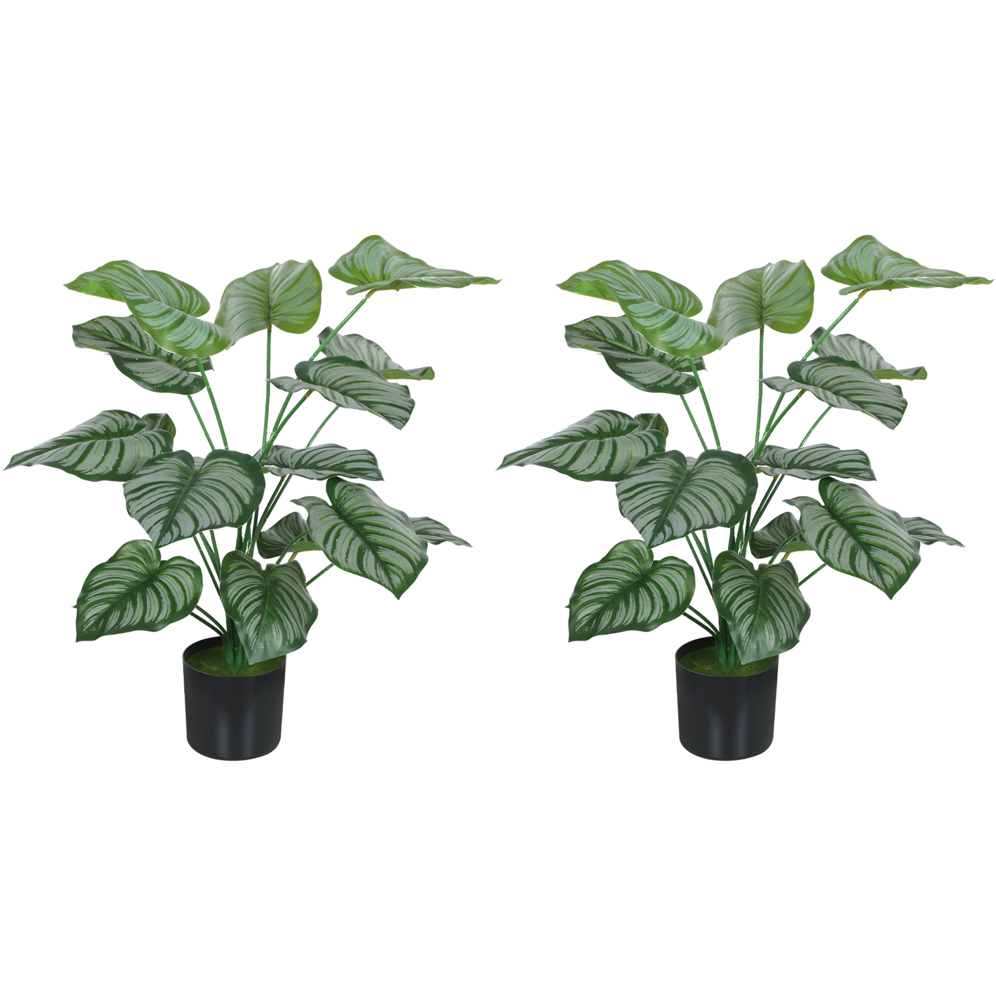 Lot de 2 plantes artificielles H.65cm 18 feuilles par plante pots inclus