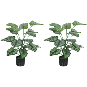 Lot de 2 plantes artificielles H.65cm 18 feuilles par plante pots inclus