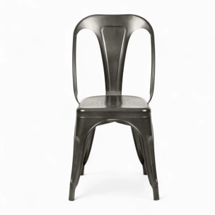 Pack 4 chaises industrielles en métal gris - Indus