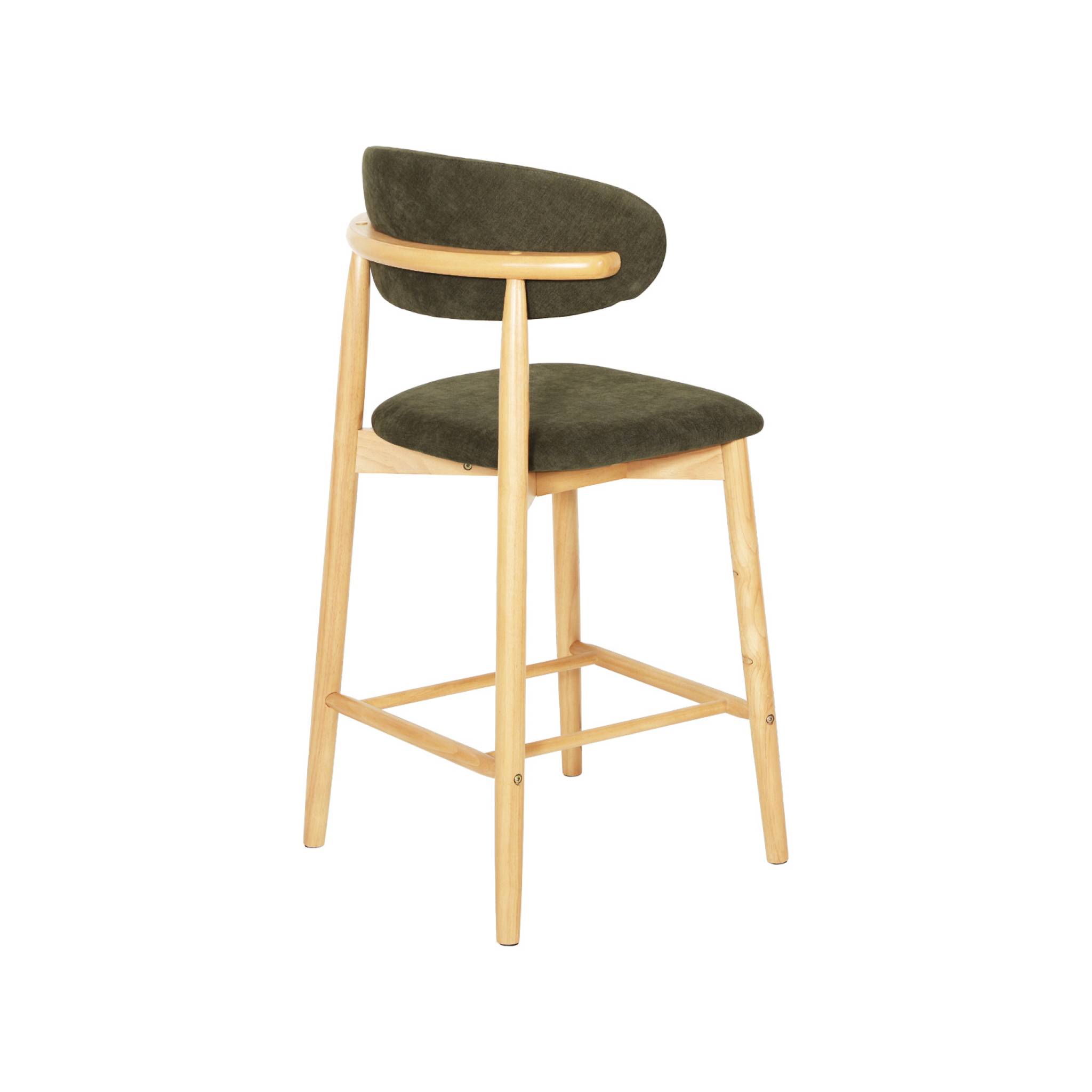 Tabouret de bar bois d'hévéa naturel et tissu chenille (lot de 2)  PAOLA