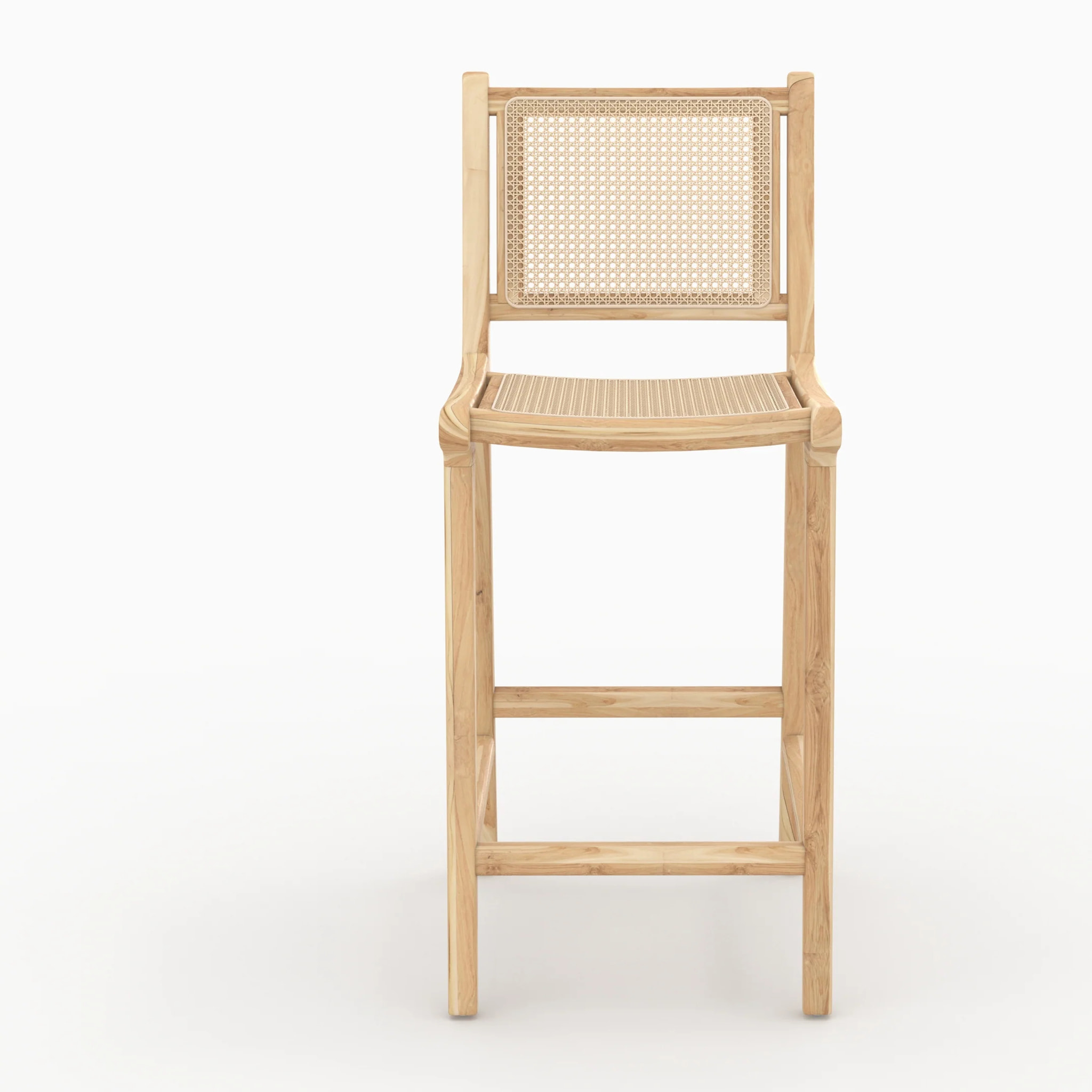 Lot de 2 chaises pour îlot central en teck et cannage rotin 66,5 cm - Kyla