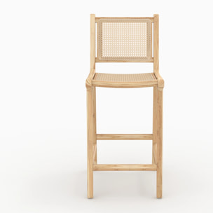 Lot de 2 chaises pour îlot central en teck et cannage rotin 66,5 cm - Kyla