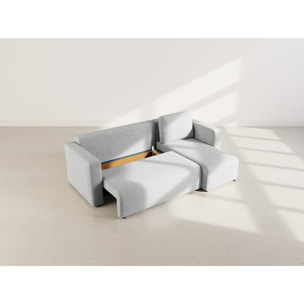 Canopy - canapé d'angle réversible 4 places convertible avec coffre en velours côtelé - Gris clair