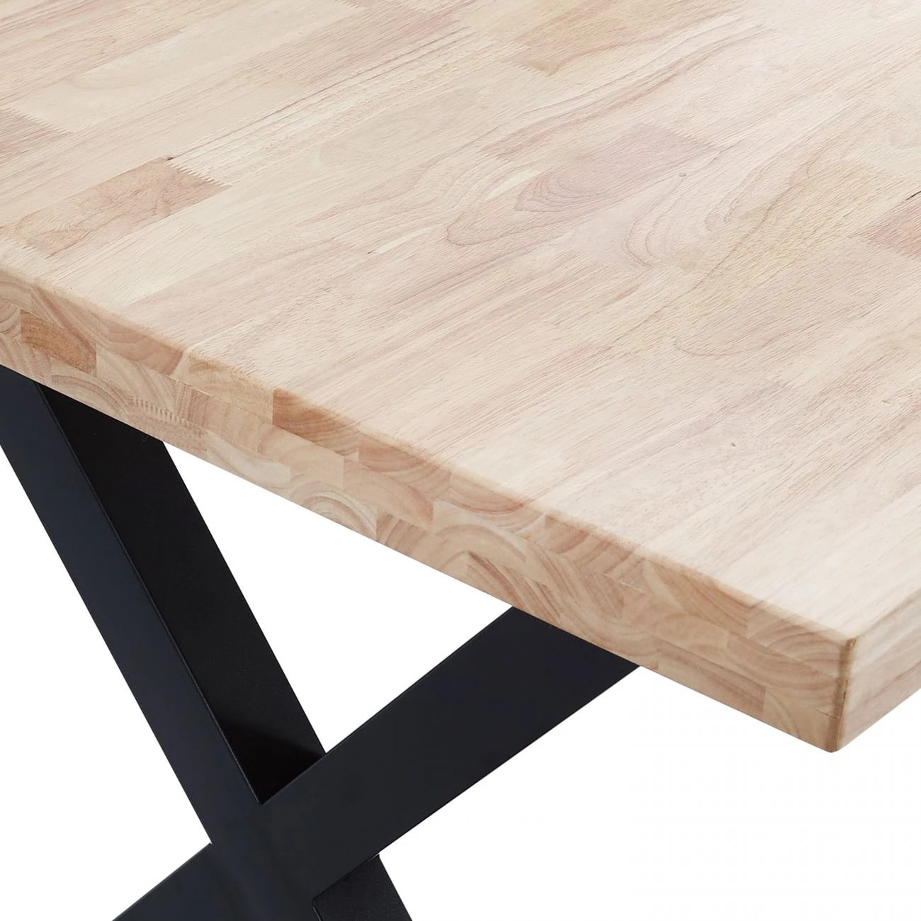 Mesa de comedor fija con patas metálicas en negro y roble salvaje 140x80cm X-Loft Roble salvaje - Negro