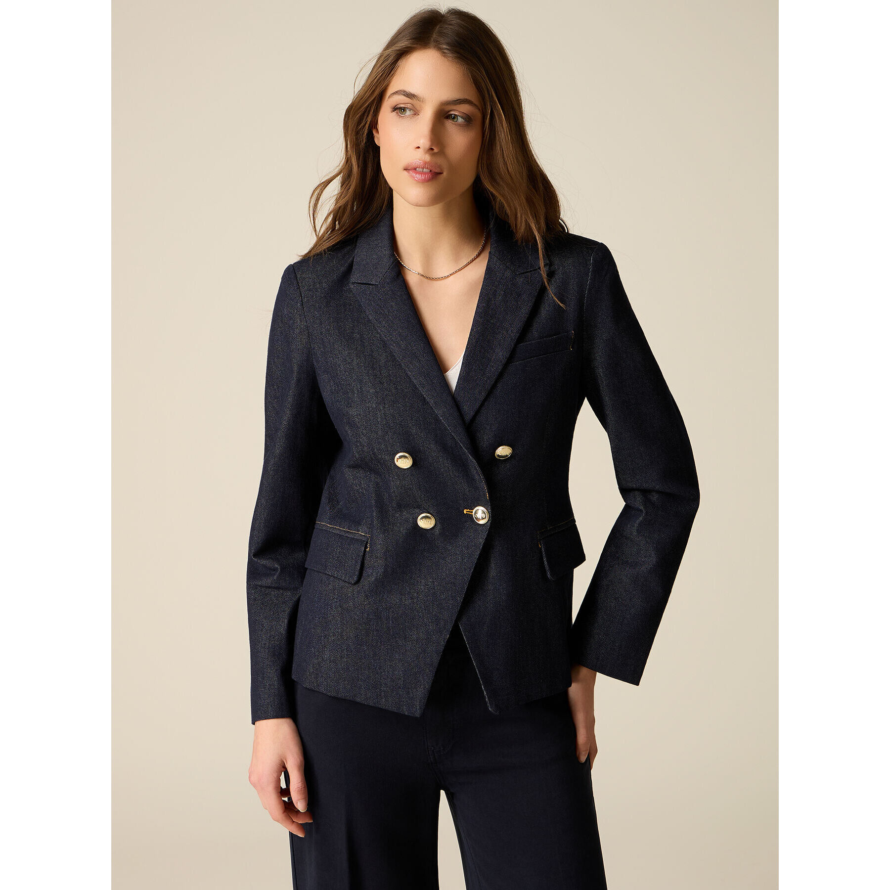 Oltre - Chaqueta cruzada de denim - Azul