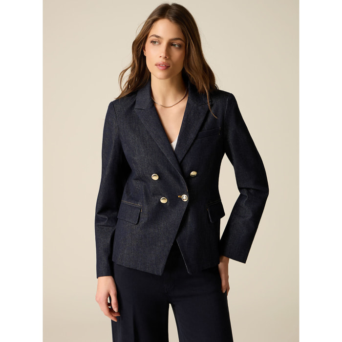 Oltre - Chaqueta cruzada de denim - Azul