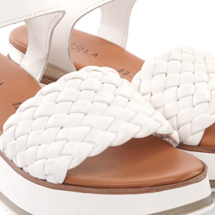 SANDALO ZEPPA TRECCIA BIANCO