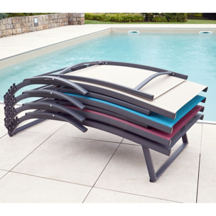 Lot de 2 transats de jardin en aluminium - gris anthracite - POLENCA