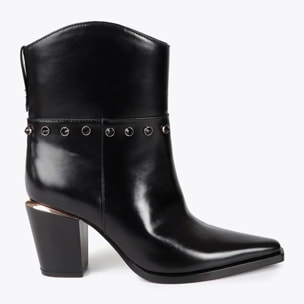 Stivaletto Cowboy con Tacco e Dettagli Metallici