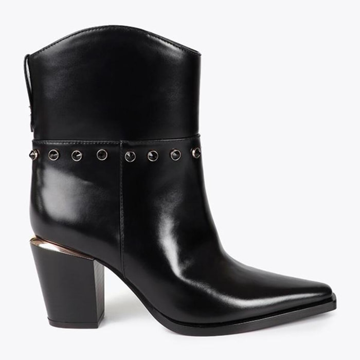 Stivaletto Cowboy con Tacco e Dettagli Metallici