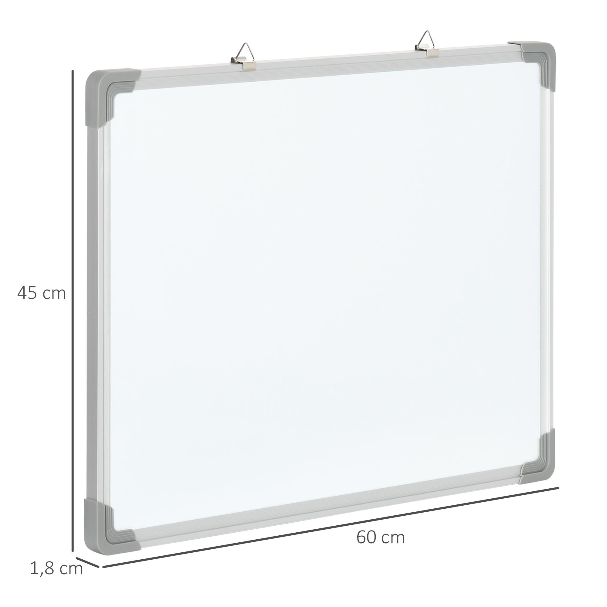 HOMCOM Tableau blanc aimante magnetique cadre aluminium 60x45cm