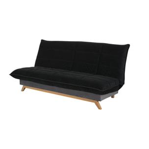 Banquette CC SEATTLE 120x190, matelas Dunlopillo, coton noir