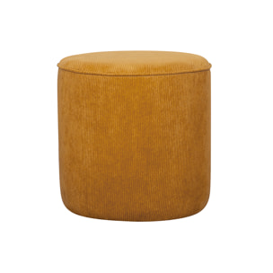 Pouf rond en tissu velours côtelé jaune D40 cm LOUIS