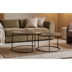 Mesas de Centro de Aluminio Mesa Grande: 76 Cm, Mesa Pequeña: 60 Cm Estilo Industrial