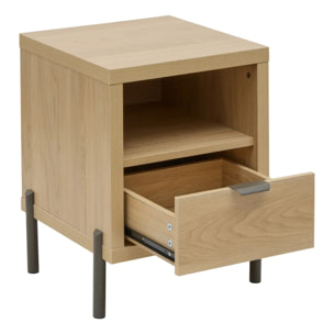 Table de chevet Alvo rectangulaire 39,5x40,5cm 1 tiroir beige