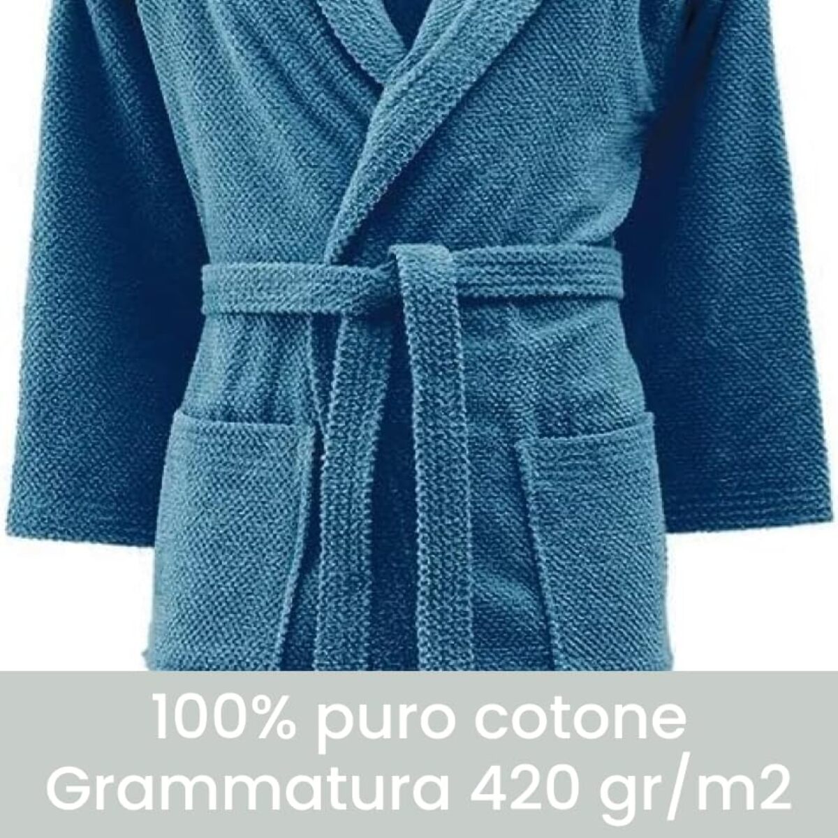 INTRECCI Accappatoio Bichicco in Spugna Tinta Unita Unisex Adulto in Cotone, Accappatoio in Cotone Asciugatura rapida con Tasche e Cappuccio