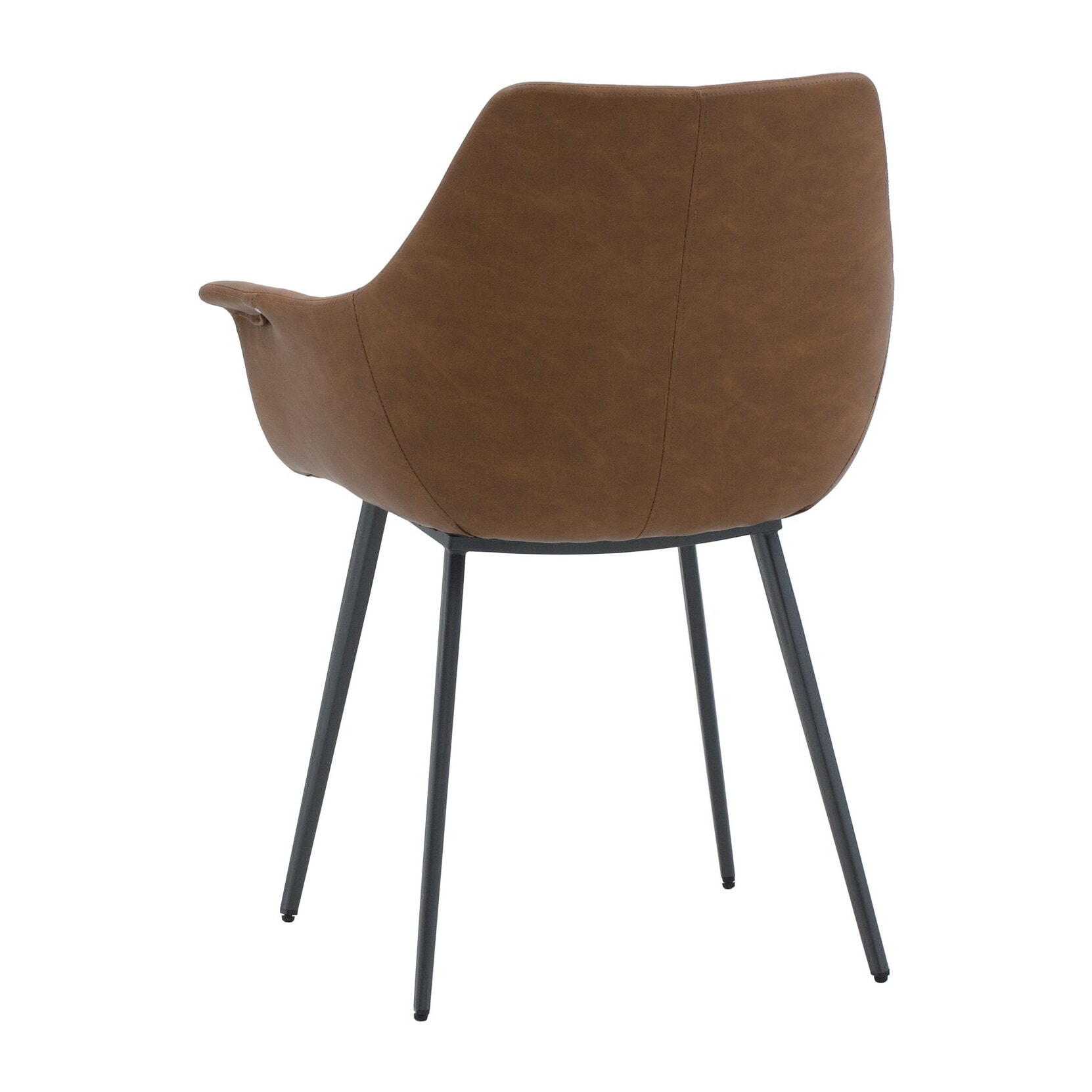 Set di 2 sedie MIRASIERRA in similpelle marrone e gambe in metallo nero, con braccioli