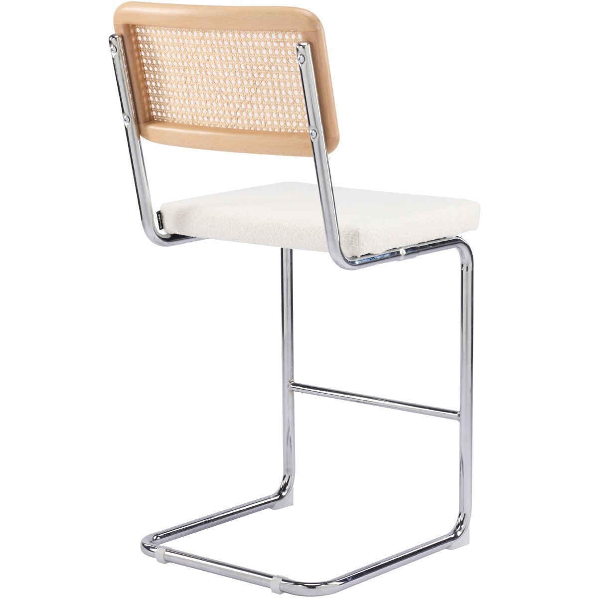 Lot de 2 tabourets de bar en cannage et tissu bouclé - MUSE