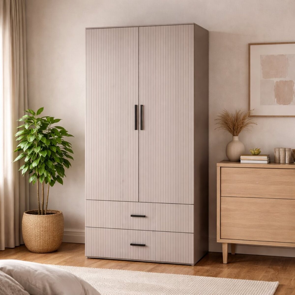 Armadio 2 ante tortora con appendiabiti