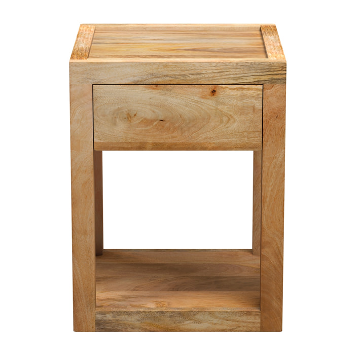Table de chevet 1 tiroir en bois de manguier - Jakarta