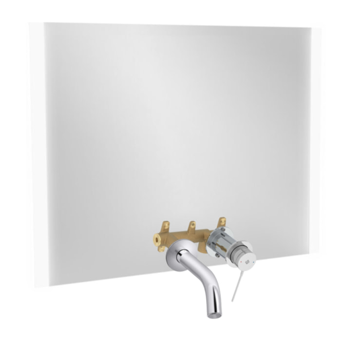 Miroir LED 2 trous 120 cm + mitigeur lavabo encastré Grands Boulevards Chromé + corps encastré