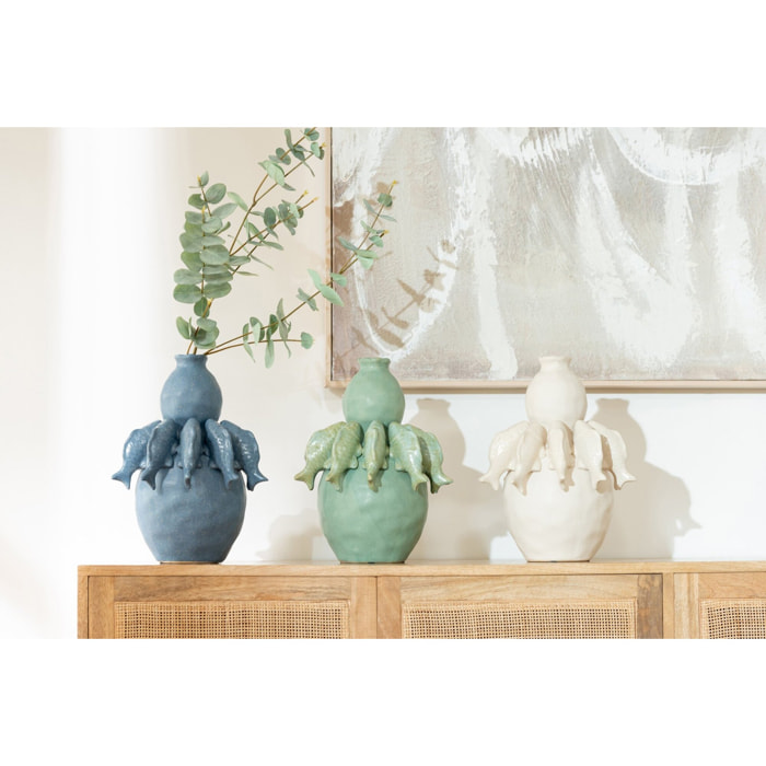 J-Line Vase Poisson - céramique - bleu - small