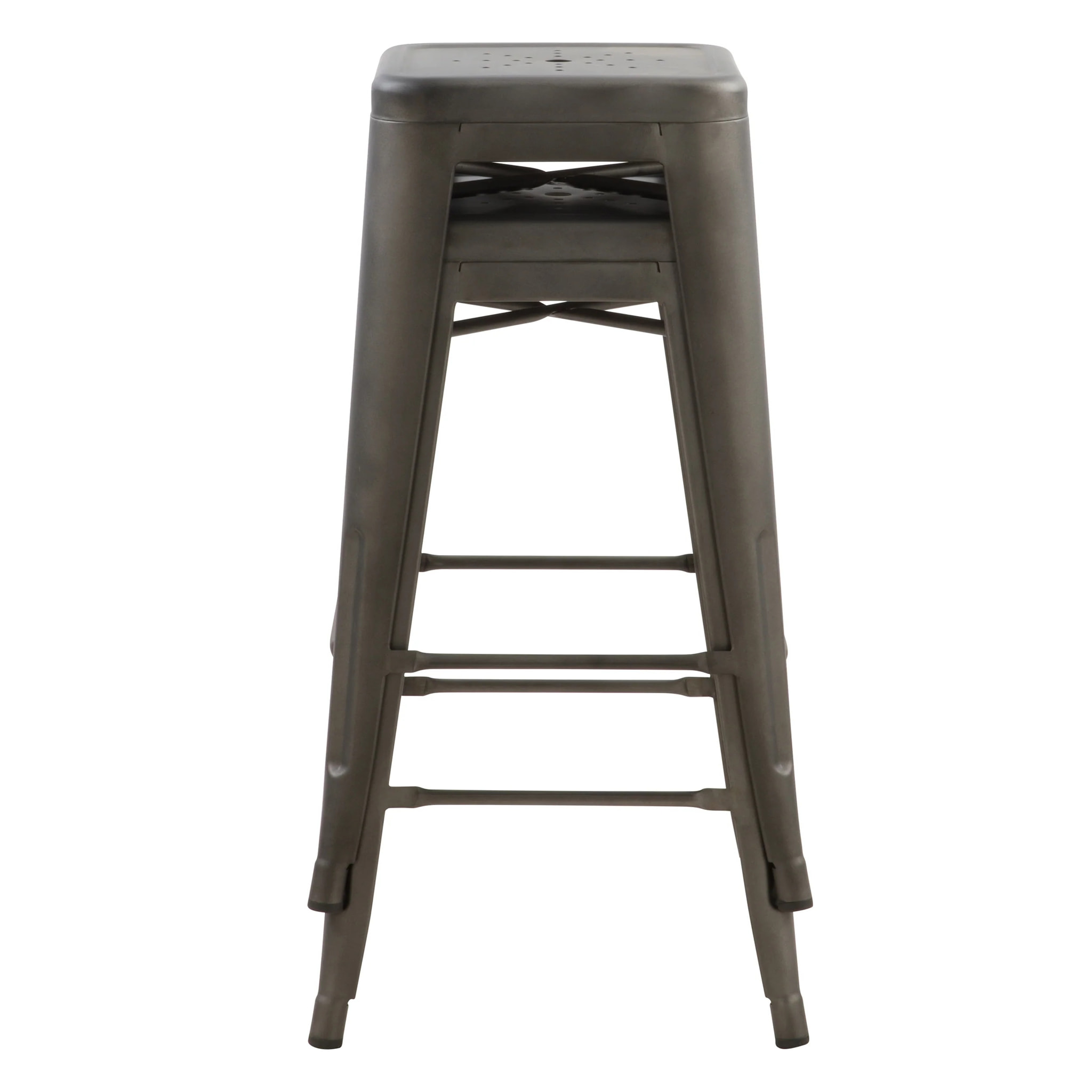 Lot de 2 tabourets pour îlot central 66 cm en métal gris mat - Indus