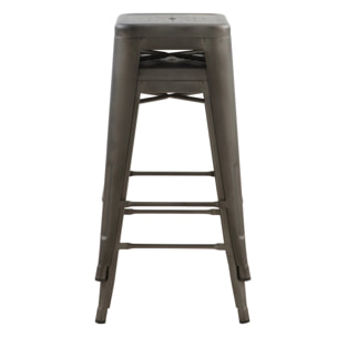 Lot de 2 tabourets pour îlot central 66 cm en métal gris mat - Indus