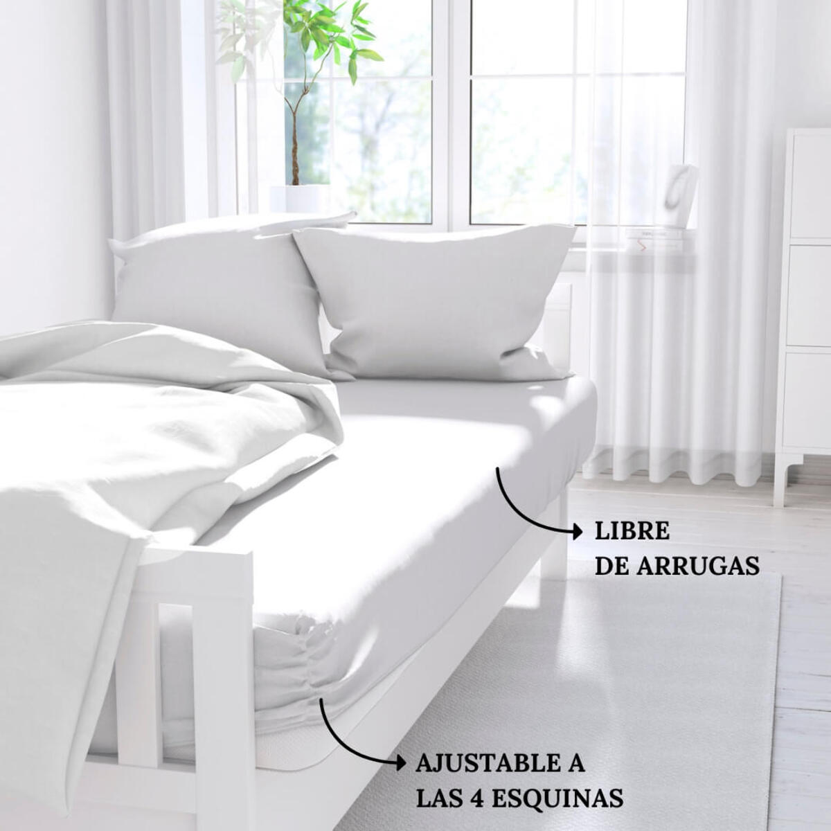 Icehome - Sábana bajera lisa - 100% Microfibra - Blanco