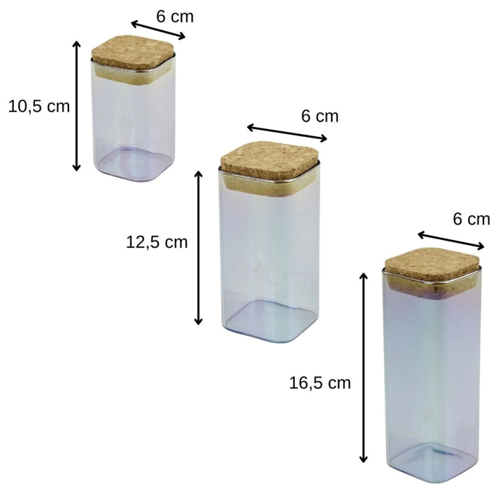 Set de 3 boîtes de conservation en verre avec couvercle 280 ml + 330 ml + 450 ml Tasty Green