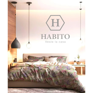 Parure Copripiumino 2 piazze Habito Elio Multi in Cotone 100% Made in Italy, Stampa Digitale HD