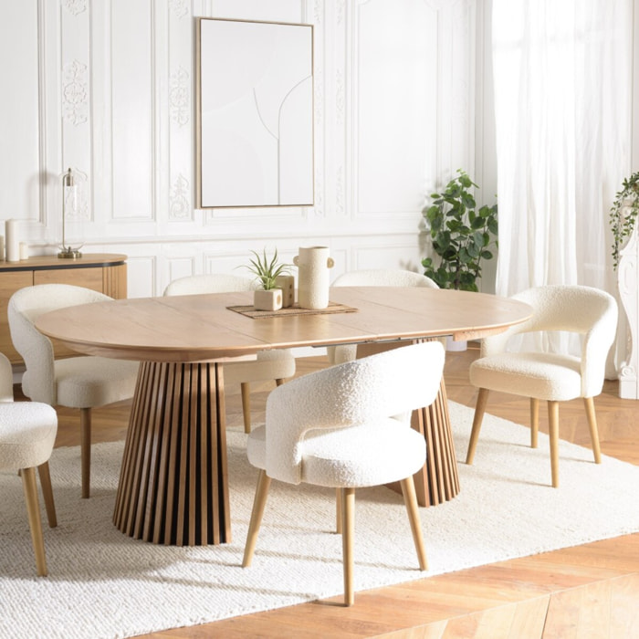 SYA - Table à manger ronde extensible L120/160/200 décor et chêne naturel