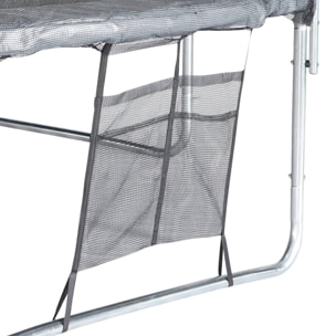 Trampoline 490cm gris avec filet de protection. échelle. bâche. filet pour chaussures. kit d'ancrage