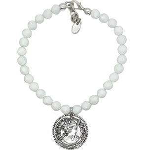 Collar cristal blanco y moneda GD en plata