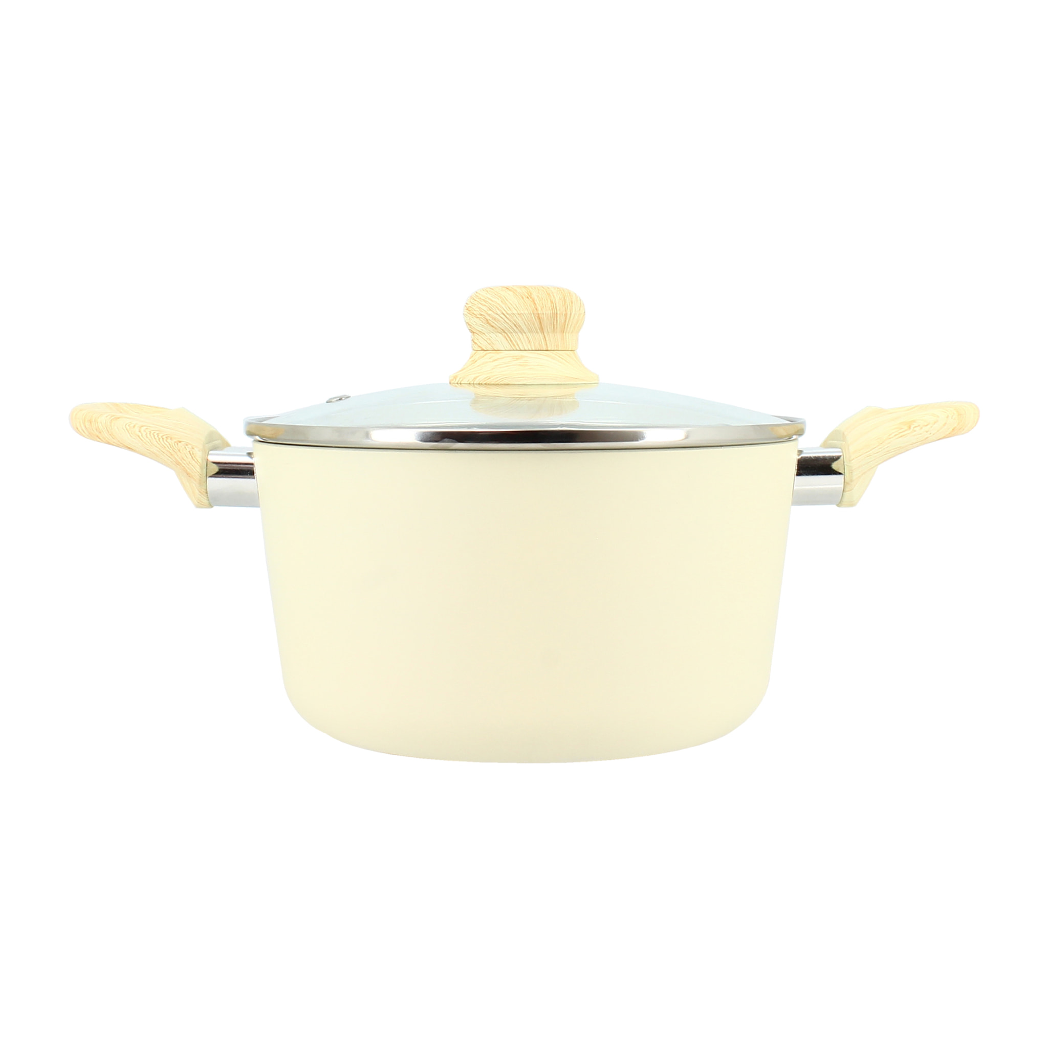 Faitout en revêtement céramique 20cm crème - tous feux COLORAMA