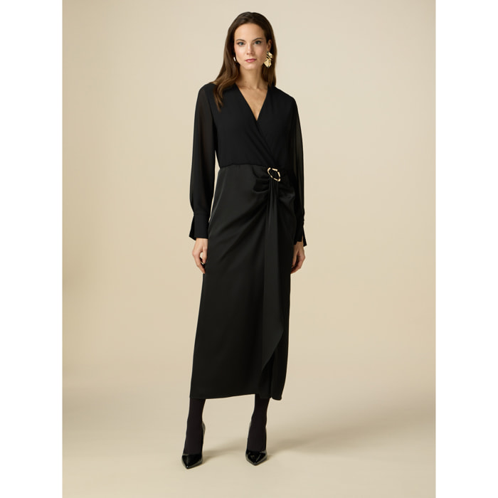 Oltre - Long dress with satin skirt - Negro