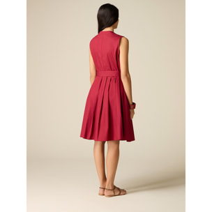 Oltre - Vestito flare in popeline - Rosso
