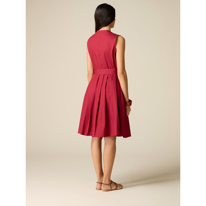 Oltre - Vestito flare in popeline - Rosso