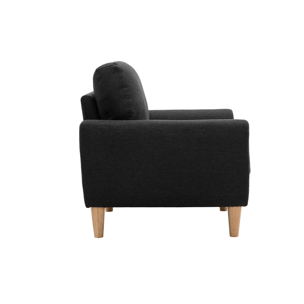 Fauteuil scandinave en tissu gris anthracite et bois clair ALICE