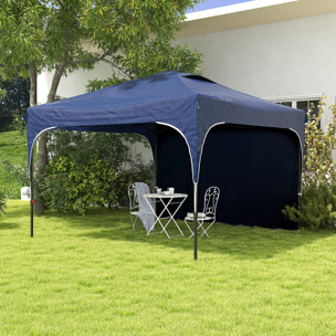 Carpa Plegable 3x3 m Cenador de Jardín con Altura Ajustable 1 Pared Lateral Impermeable 4 Bolsas de Arena y Bolsa de Transporte Gazebo para Exterior Patio Fiestas