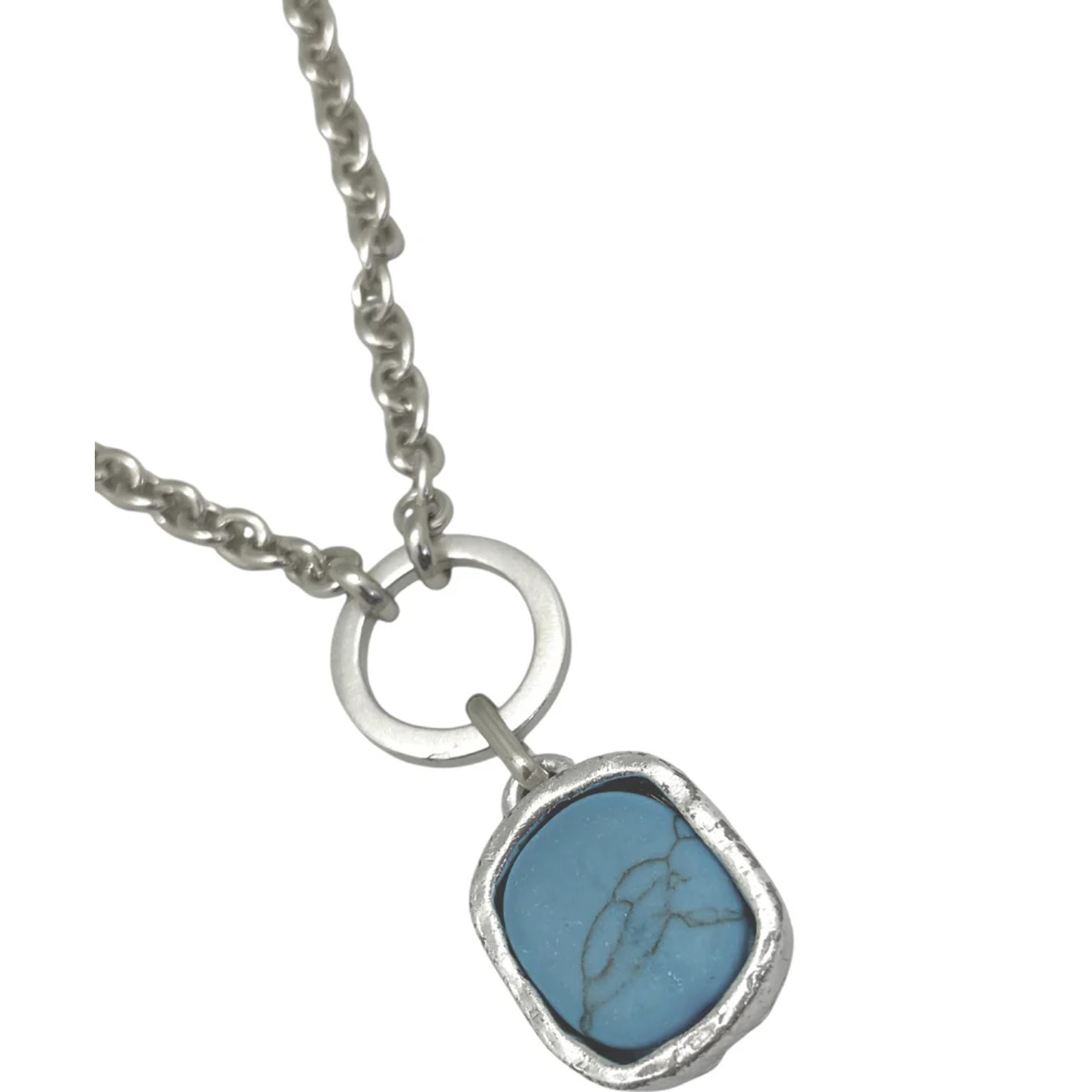 Collar turquesa colgante en plata chapado 10µ