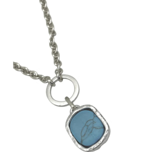 Collar turquesa colgante en plata chapado 10µ