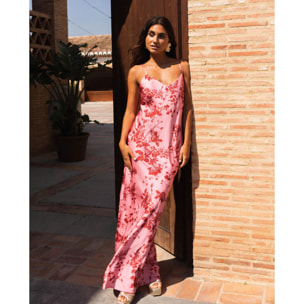 Vestido largo lencero con tirantes